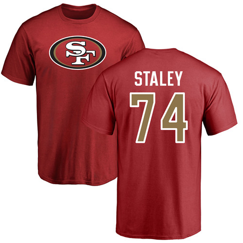 Men San Francisco 49ers Red Joe Staley Name and Number Logo #74 NFL T Shirt